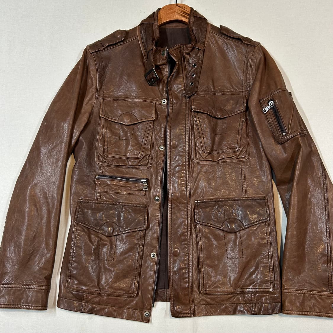 M) 크리스 크리스티 테크니컬 멀티 포켓 베지터블 양가죽 자켓 상품이미지2