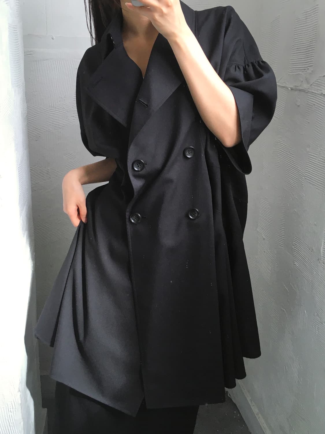 Junya Watanabe 준야와타나베 더블 브레스티드 블랙 하프 코트 상품이미지1