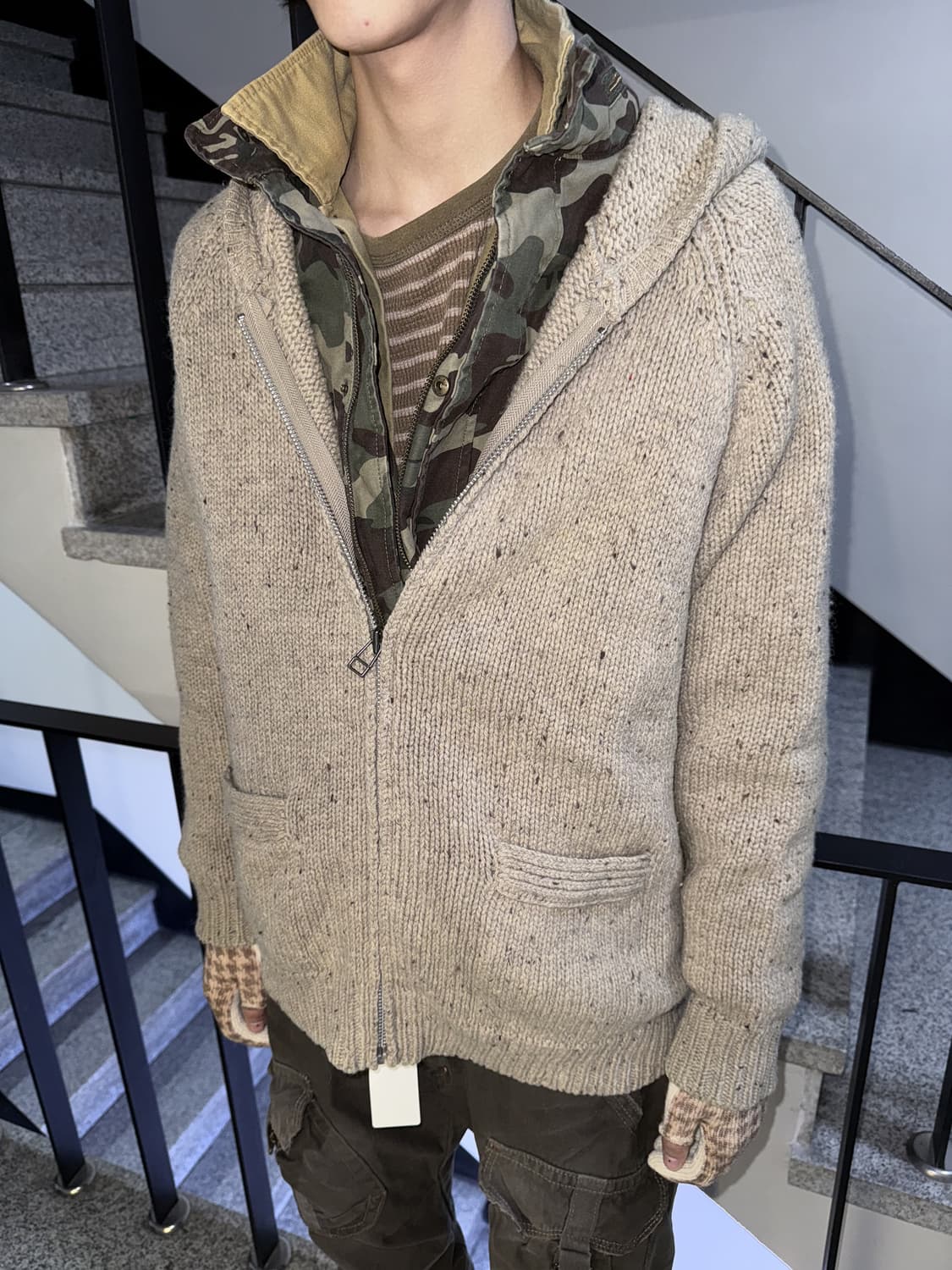 heavy knit hooded zipup jacket 상품이미지1