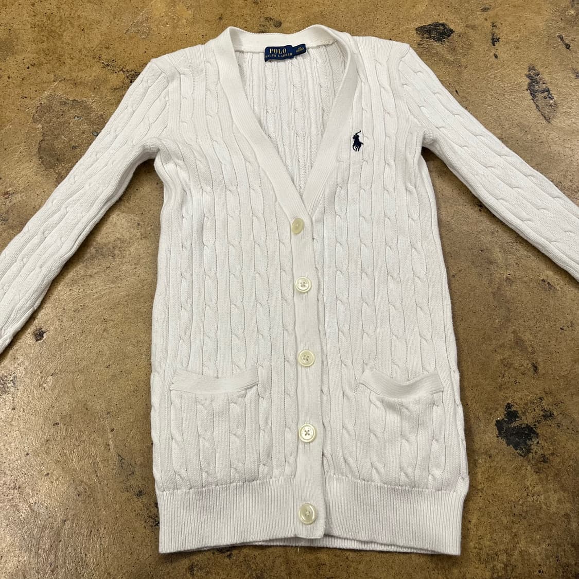 폴로 랄프로렌 화이트 꽈배기 브이넥 니트 가디건  상품이미지3