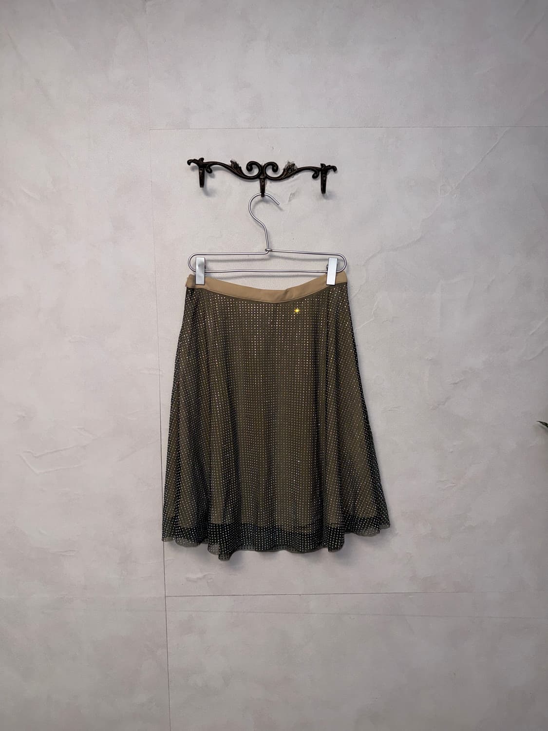 Deep green cubic flare skirt 상품이미지3