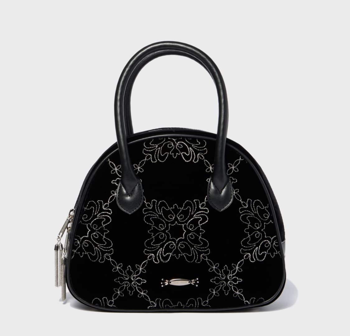 타나카 다이스케 팰리스 타일즈 벨벳 핸드백 블랙 상품이미지4