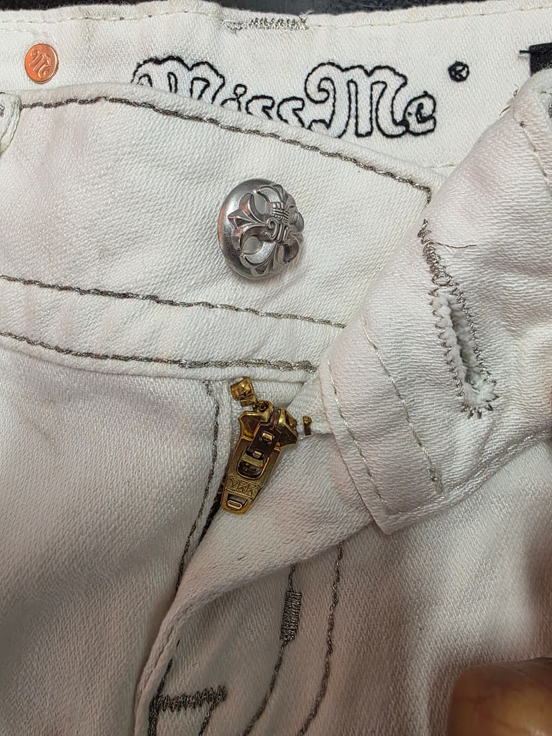 MISS ME 미스미 Y2K 로우라이즈 8부 데님 팬츠 크림진 25 상품이미지4