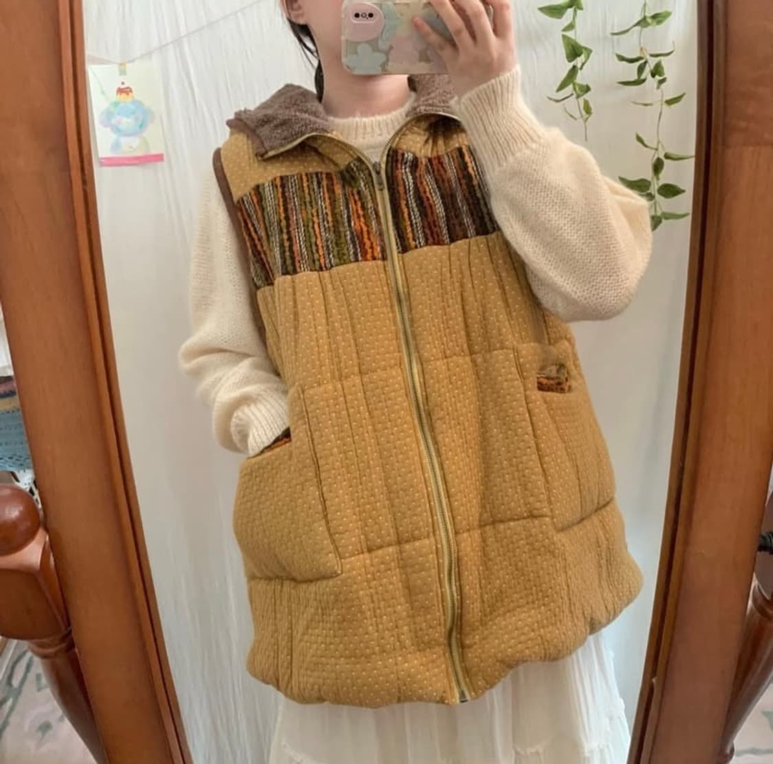 도트 히피 양털 조끼 상품이미지2