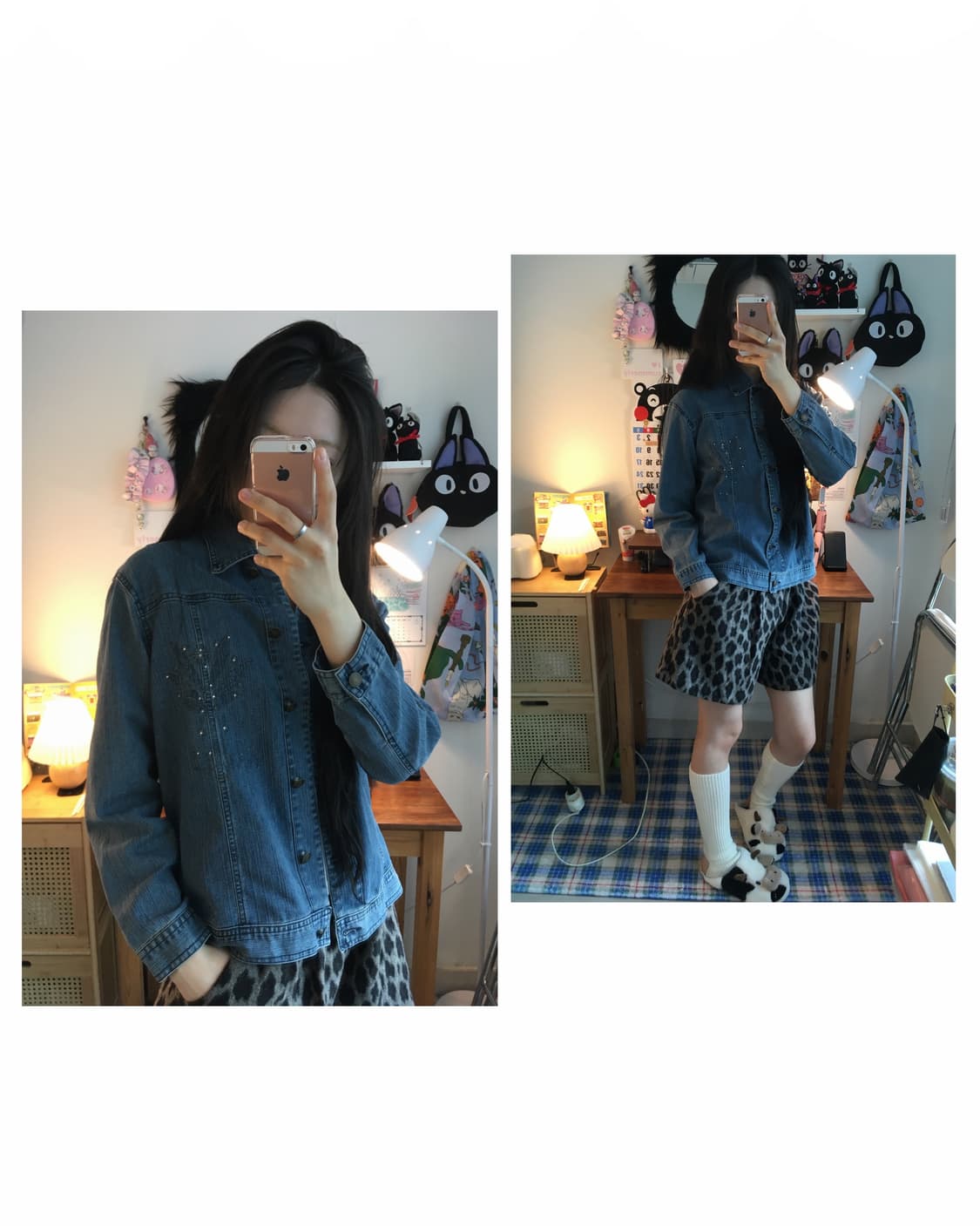 vintage cubic flower denim jacket blue 상품이미지1