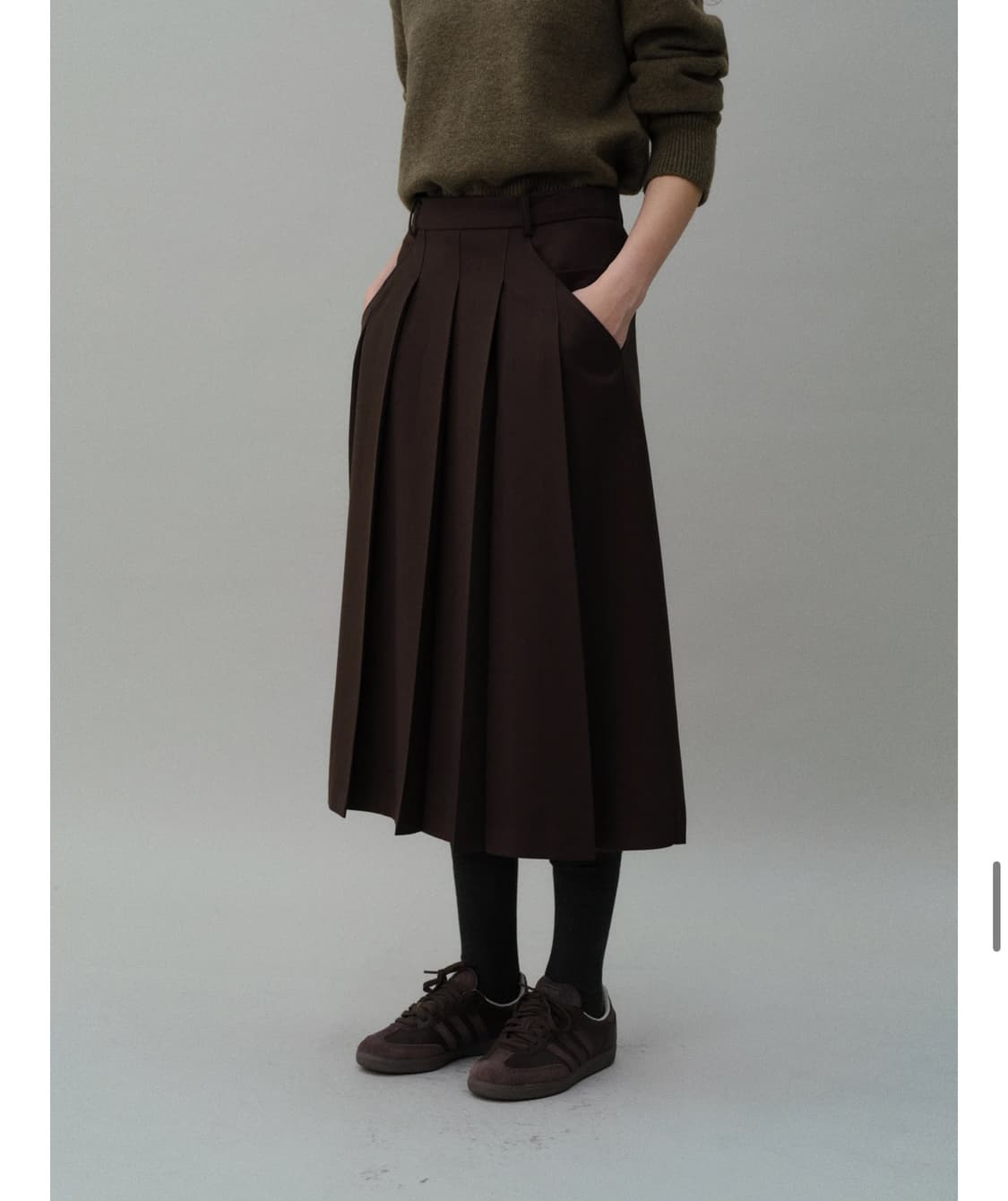 아우브아워 플리츠스커트(브라운,1사이즈) 상품이미지4