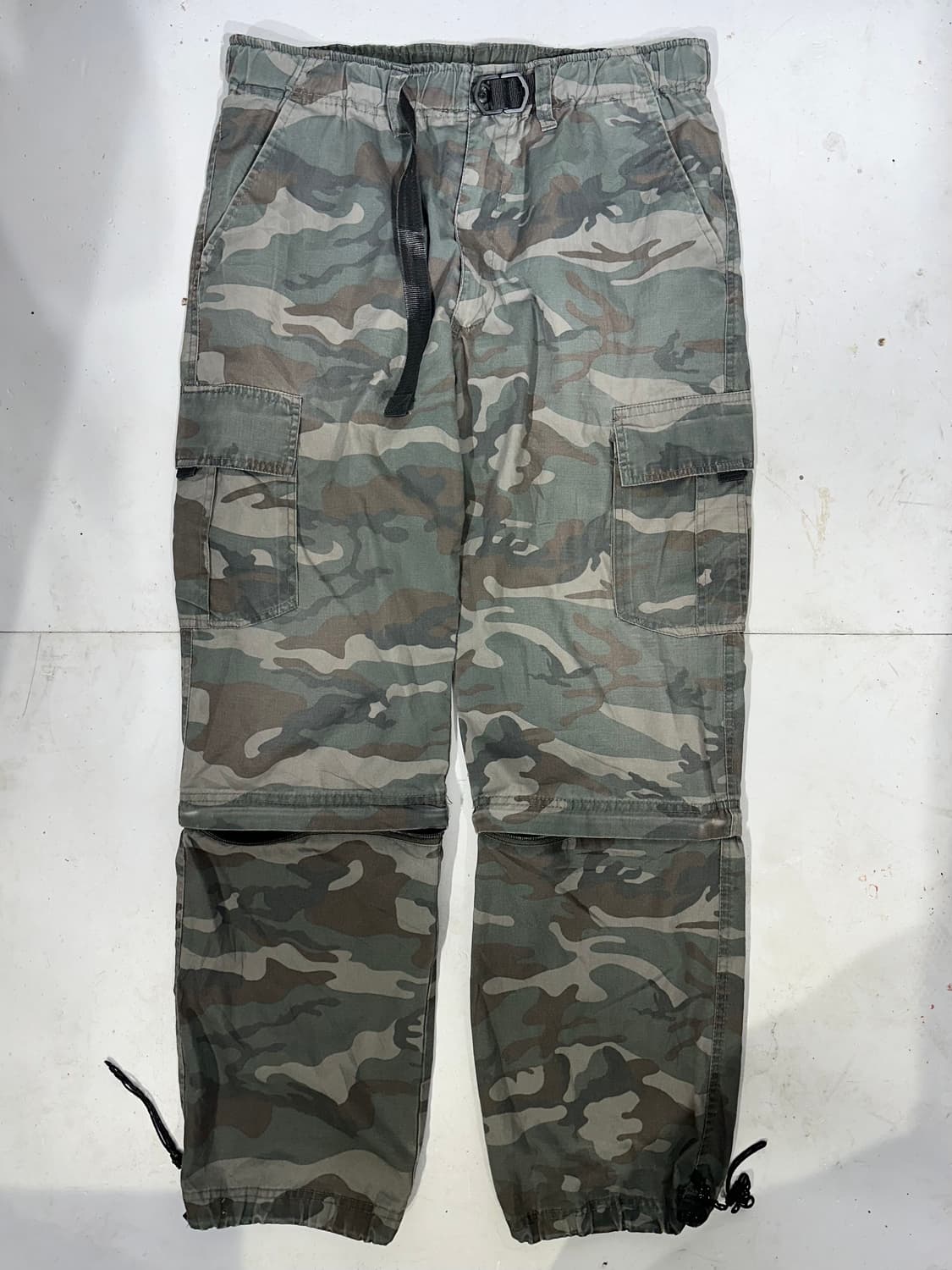 일본 빈티지 카키 무릅 절개 포인트 와이드 카고 팬츠  상품이미지4