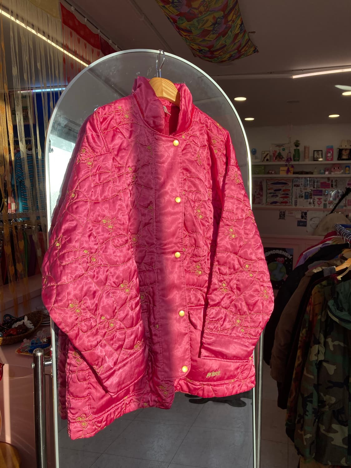 핑크 자수 패딩 상품이미지1