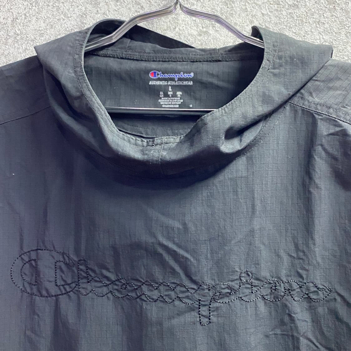 챔피온 자수로고 풀오버 블랙 후드 아노락 B3930 상품이미지3