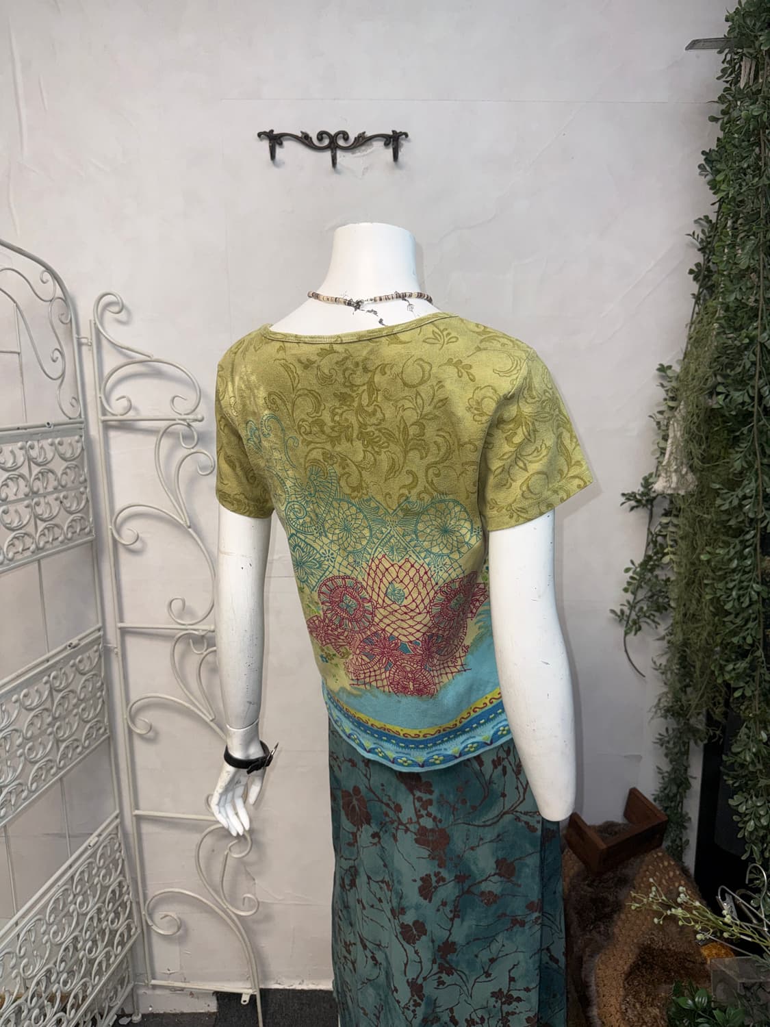 Khaki tie dye oriental embroid half t 상품이미지7
