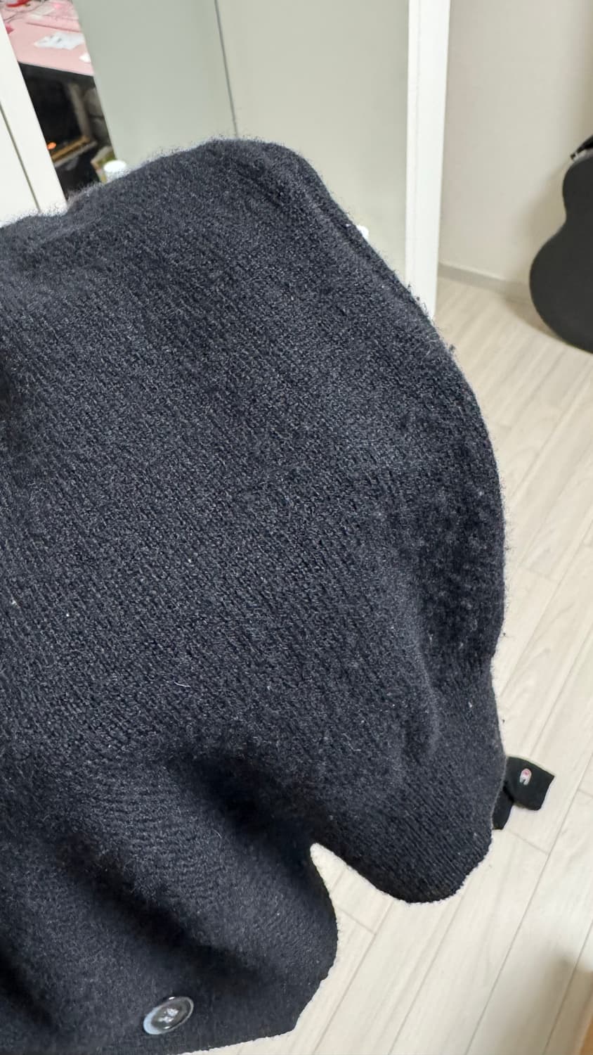 [L] 플레이 꼼데가르송 더블 하트 가디건 블랙 상품이미지4