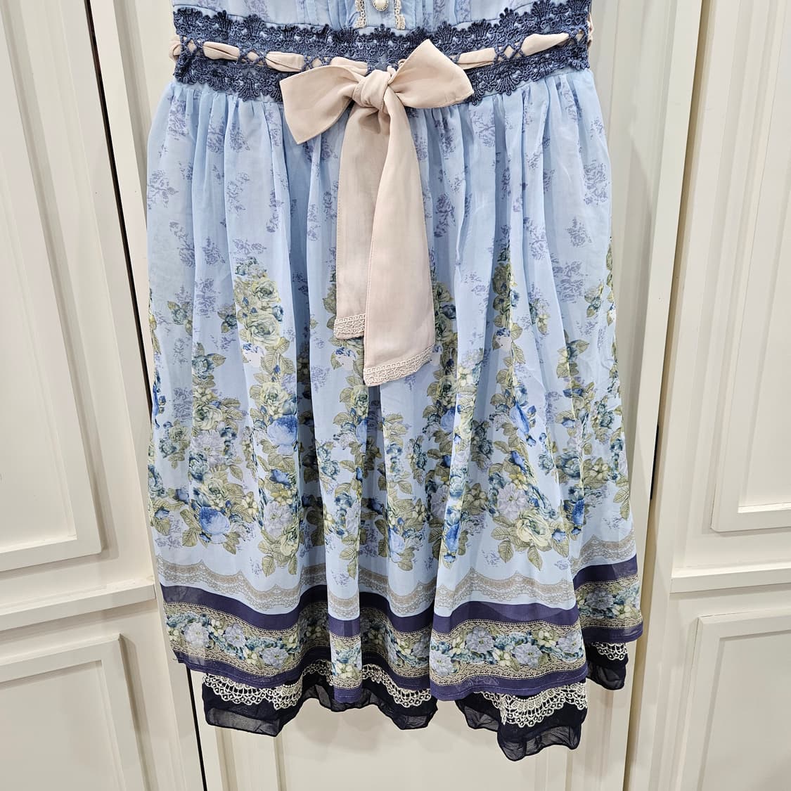 액시즈팜 플라워 리본 원피스 하늘색 상품이미지6