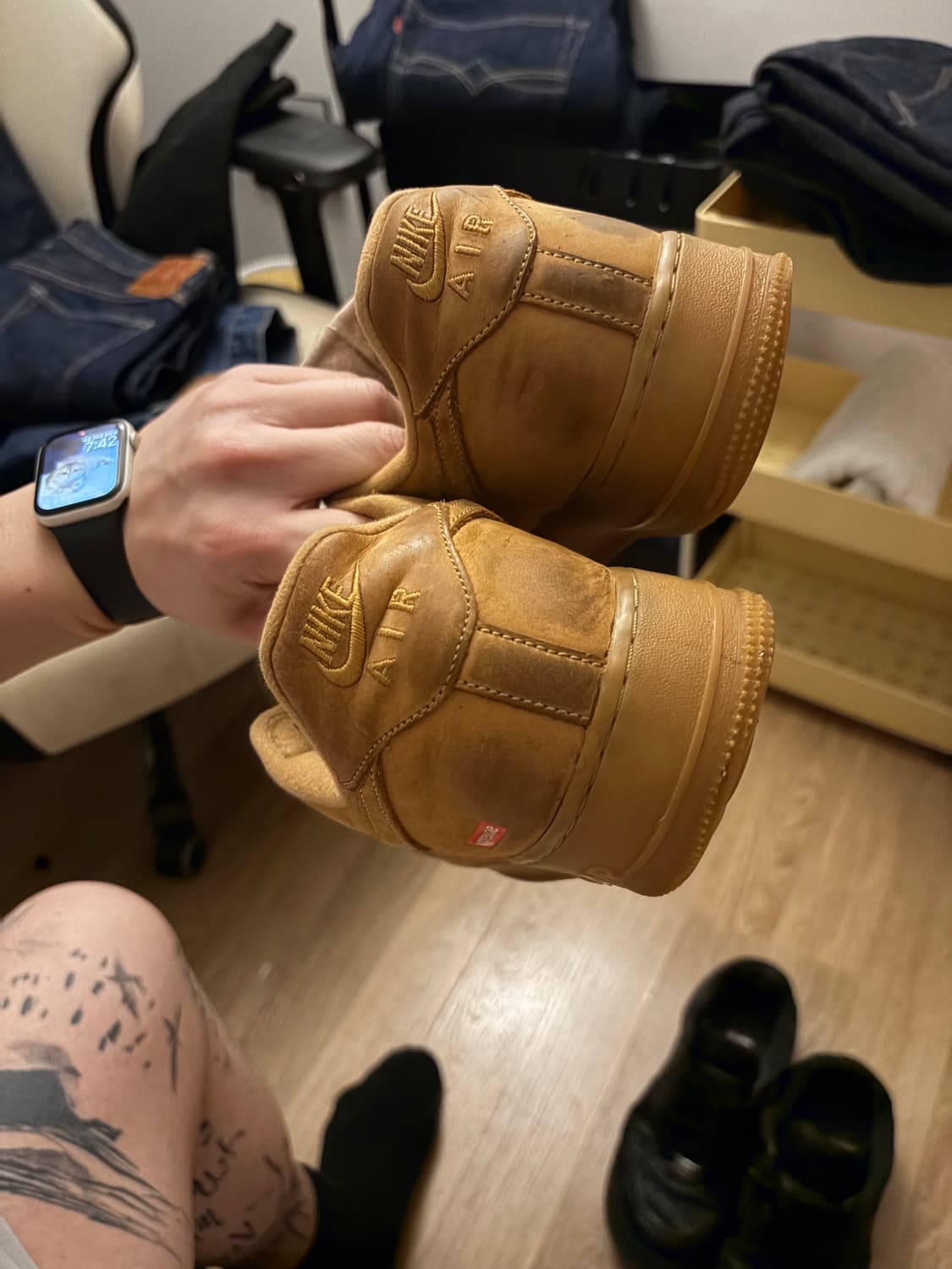 나이키 에어포스 슈프림 나이키 된장 & 블랙 2켤레 일괄 상품이미지4