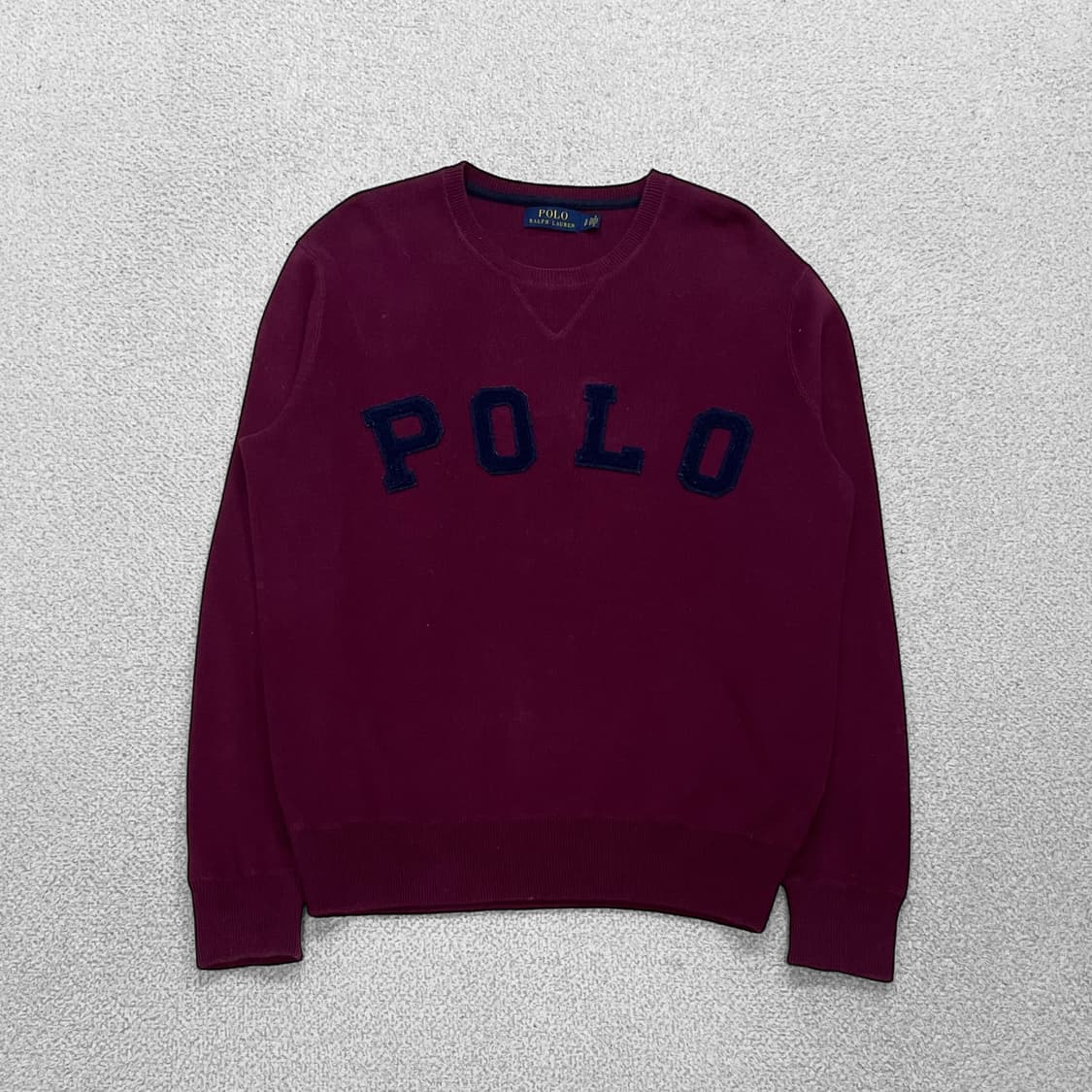폴로 랄프로렌 아치 로고 크루넥 니트 버건디 상품이미지1