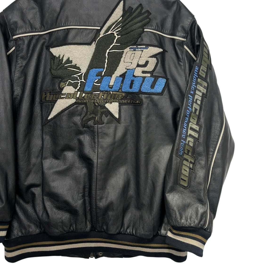 90s FUBU 올드스쿨 이글 패치 리얼 레더 자켓 XL  상품이미지3