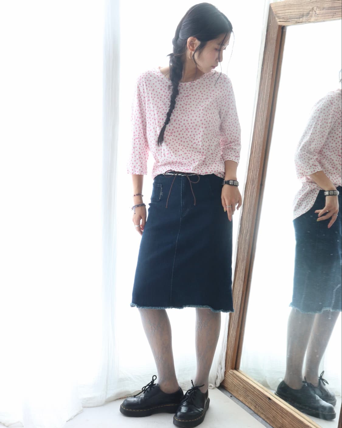 [45rpm] Indigo Denim Ribbon Skirt 상품이미지1