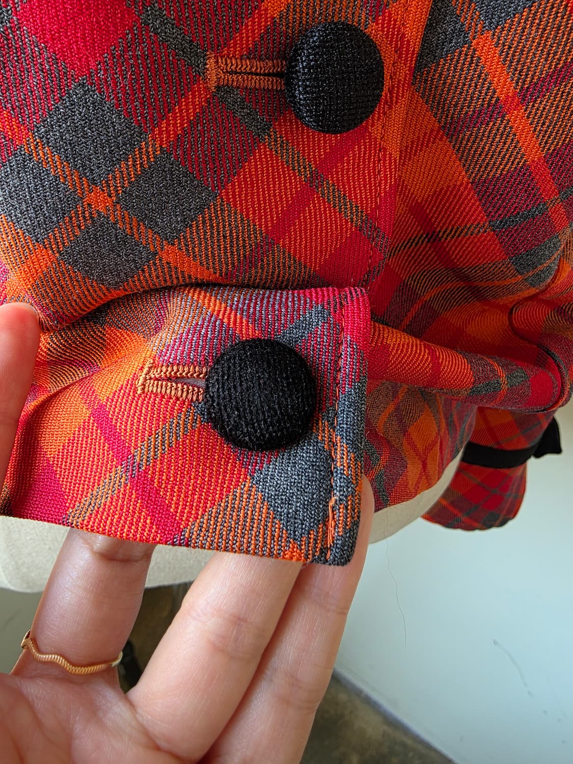 레드 오렌지 체크 패턴 자켓 상품이미지4