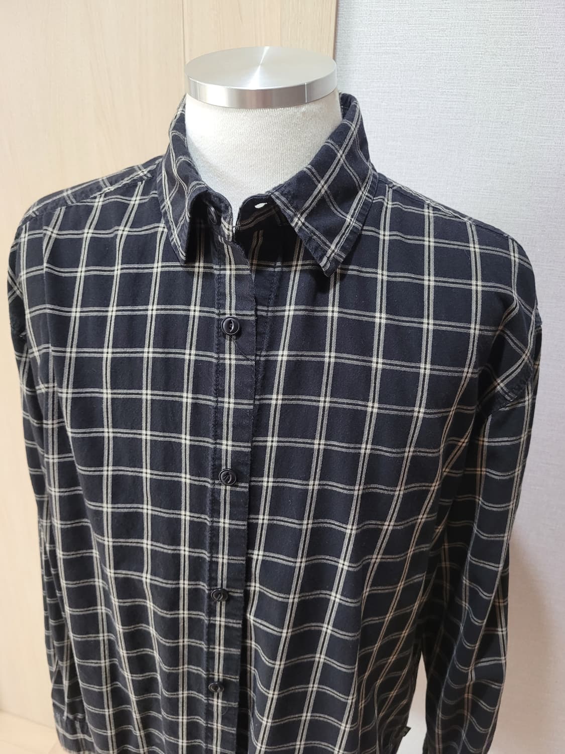 후아유 WHO.A.U 남자 체크 셔츠 XL 블랙 상품이미지2