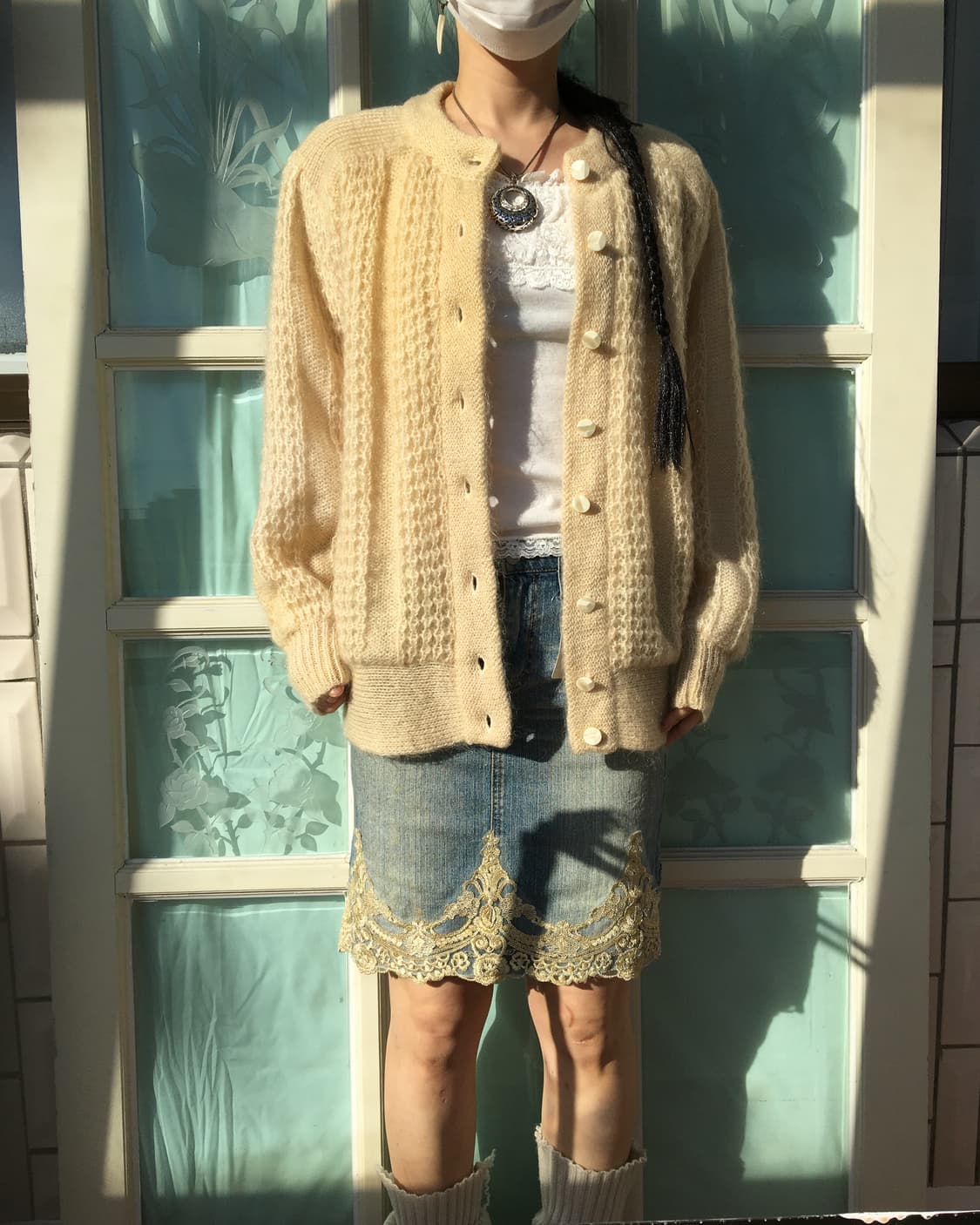 Punching pattern knit cardigan 상품이미지6