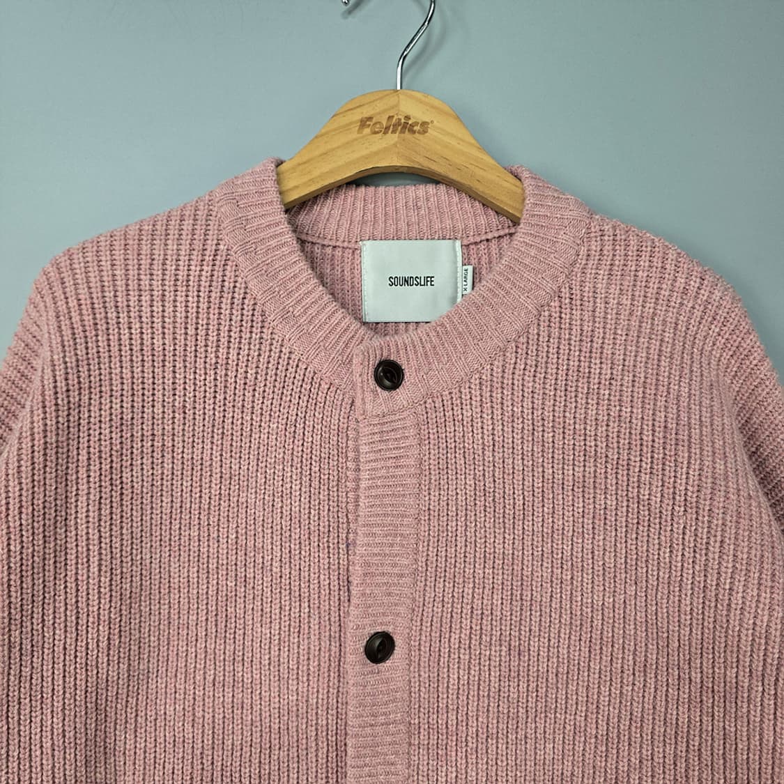 사운즈라이프(SOUNDSLIFE) 울 혼방 가디건 핑크 XL 상품이미지2