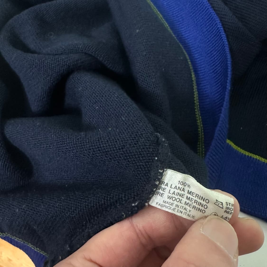 우먼S-M 이태리빈티지 네이비 투포켓 메리노울 니트 상품이미지7