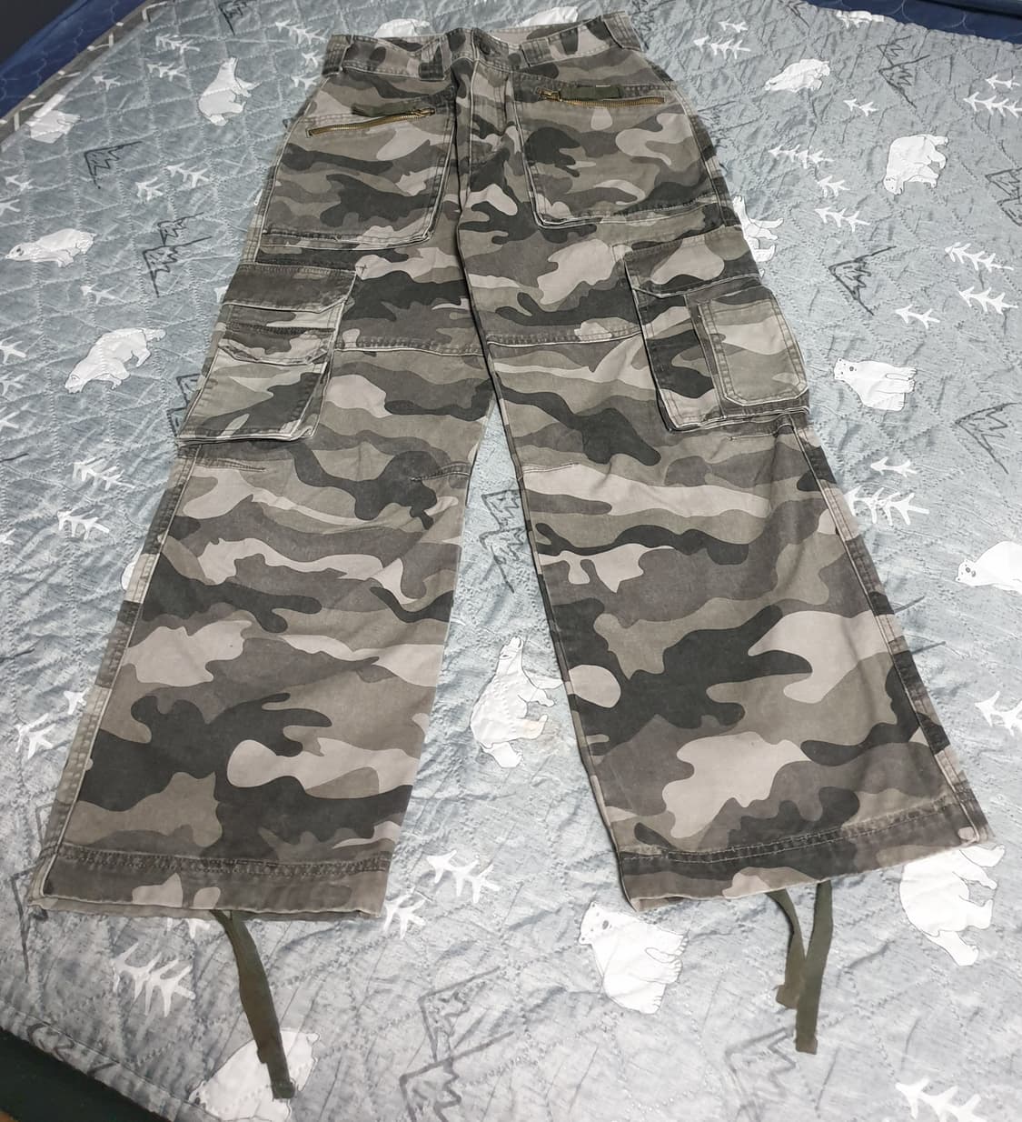 HIRLSK 빈티지 와이드 유틸리티 카모 카고팬츠 (M) 상품이미지1