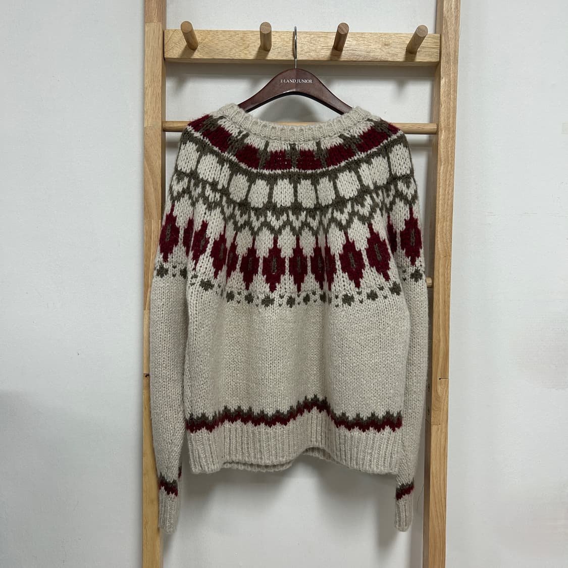 노운베러 다이아몬드 자카드 울 블렌드 가디건 오트밀 상품이미지4