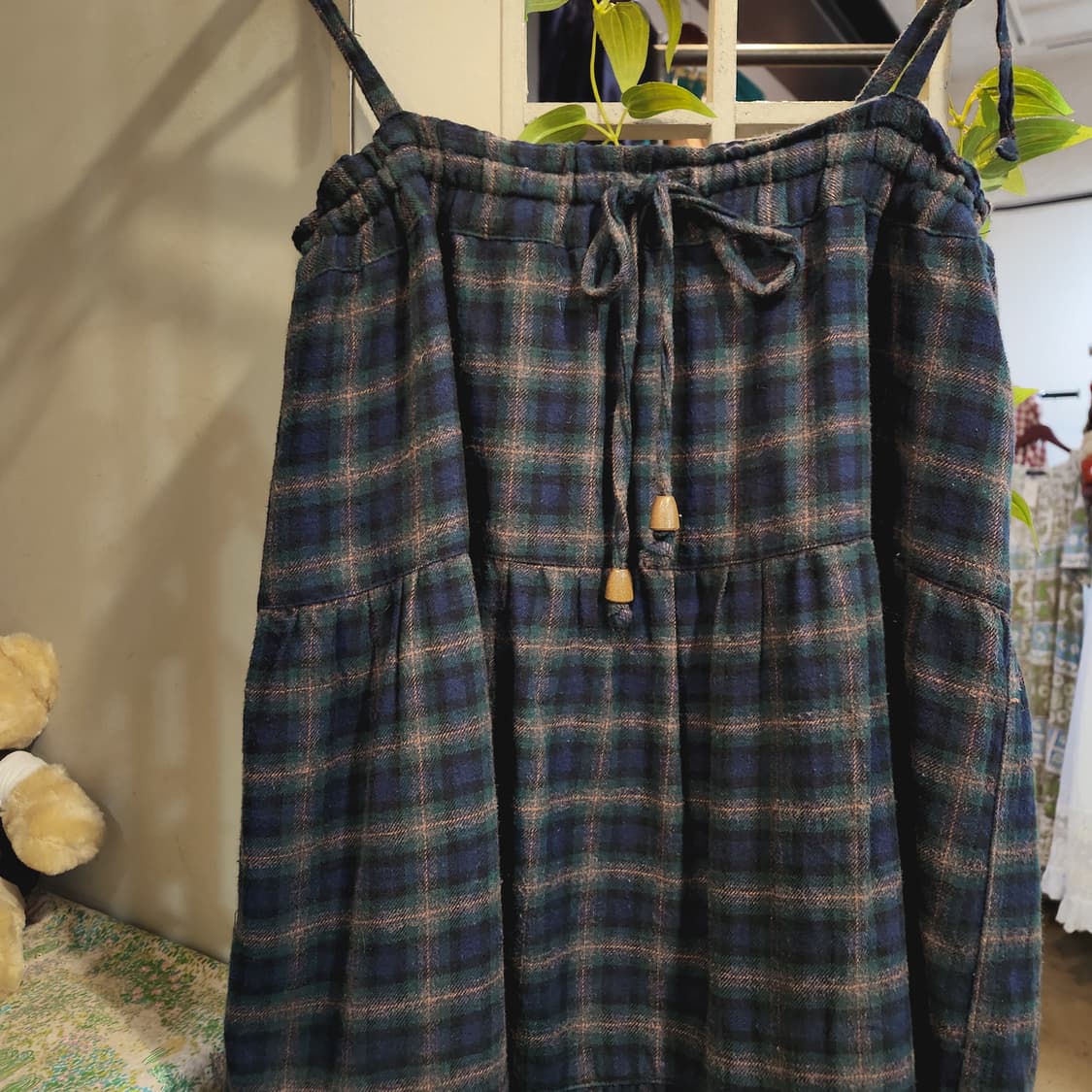 그린 체크 끈원피스 상품이미지4