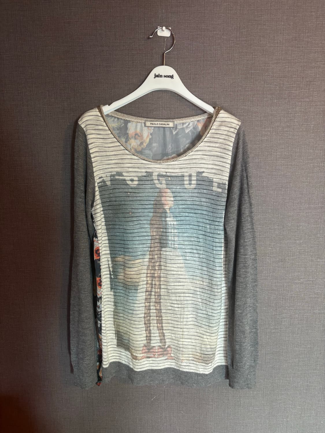 파올로 까사리니 PAOLO CASALINI 여성 회색 꽃무늬 티셔츠 상품이미지1