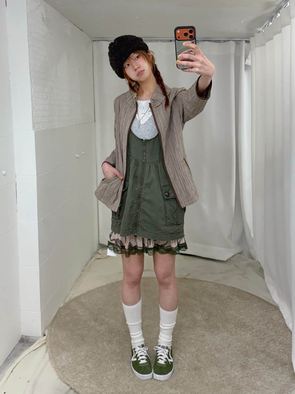 빈티지 카키 브라운 시골 소녀의 작업실 모리 코디 세트 상품이미지2