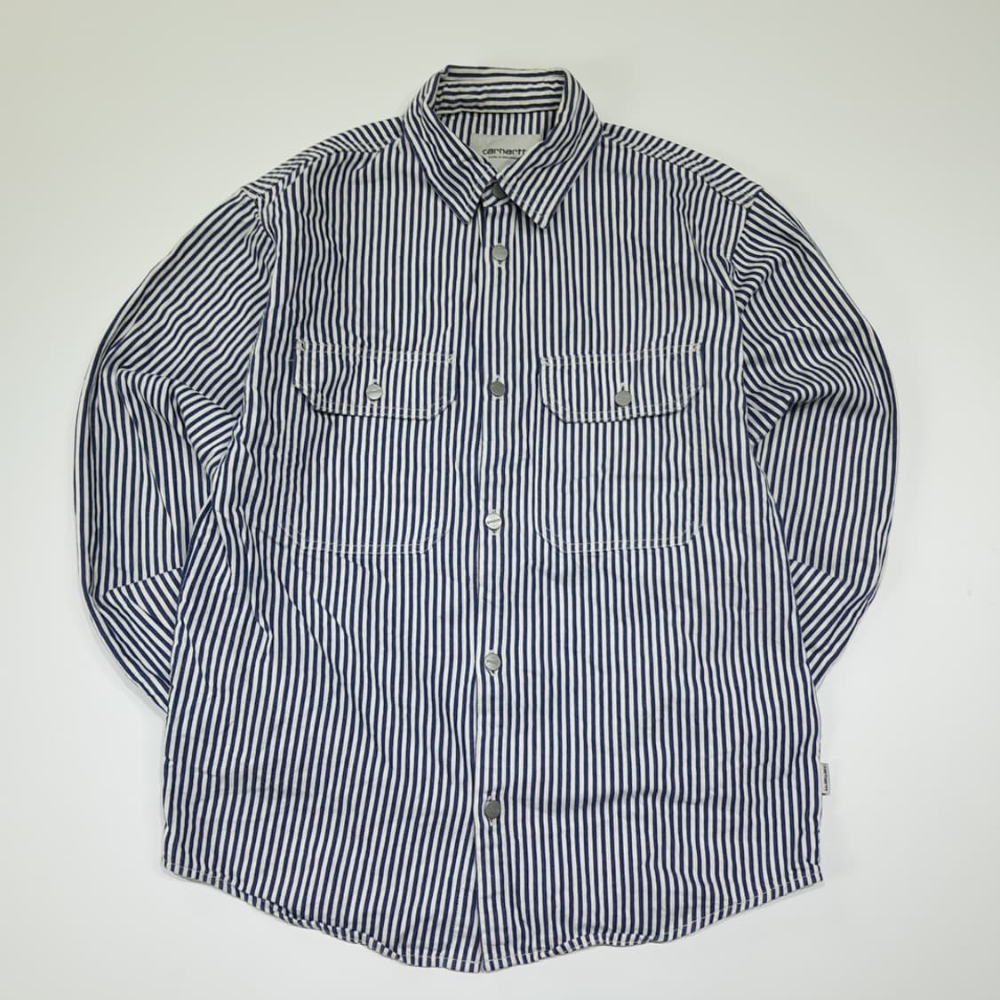 CL340 S 칼하트 코튼 히코리 스트라이프 메탈버튼 네이비 셔츠 남방 상품이미지1