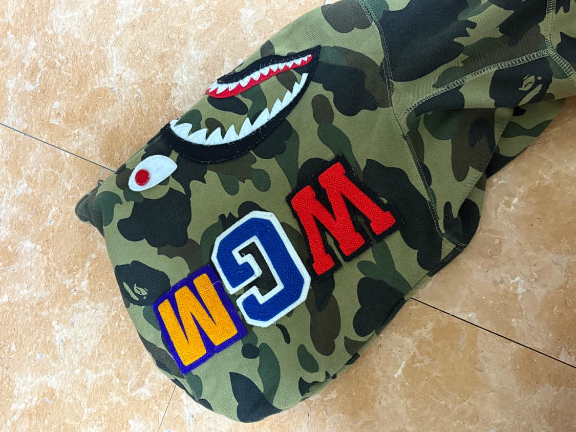 베이프 퍼스트 카모 샤크 풀 집 후드 아미 그린 XL 상품이미지6