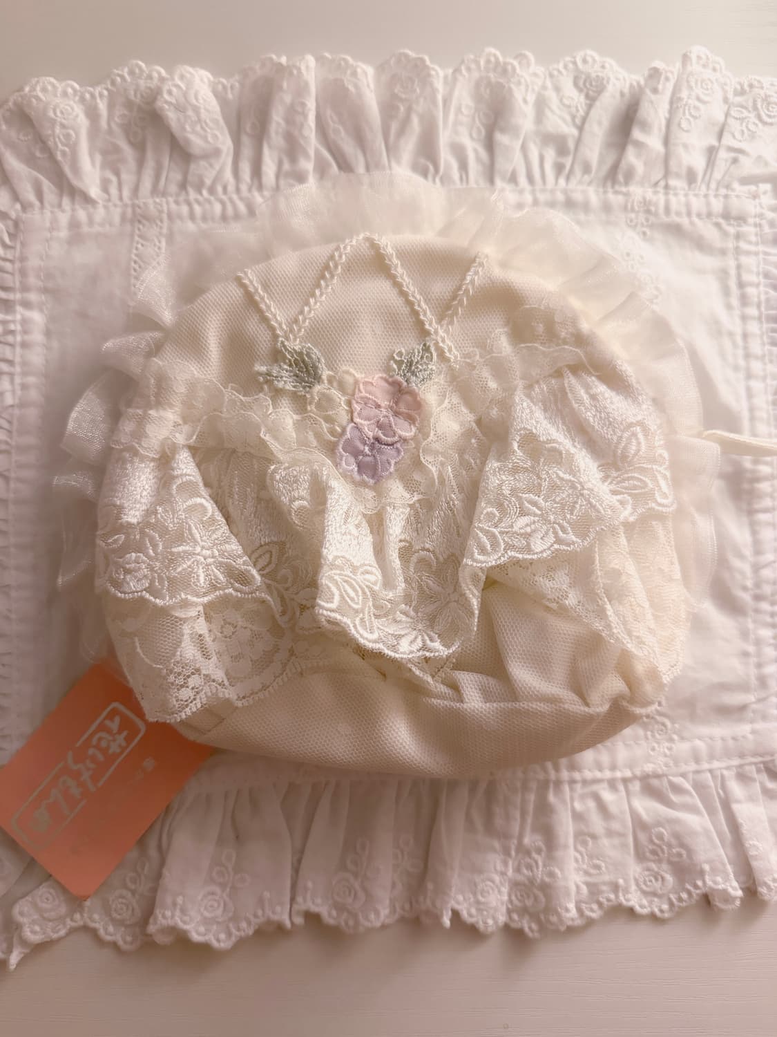 jpn 일본 빈티지 러블리 프릴 레이스 파우치 상품이미지2
