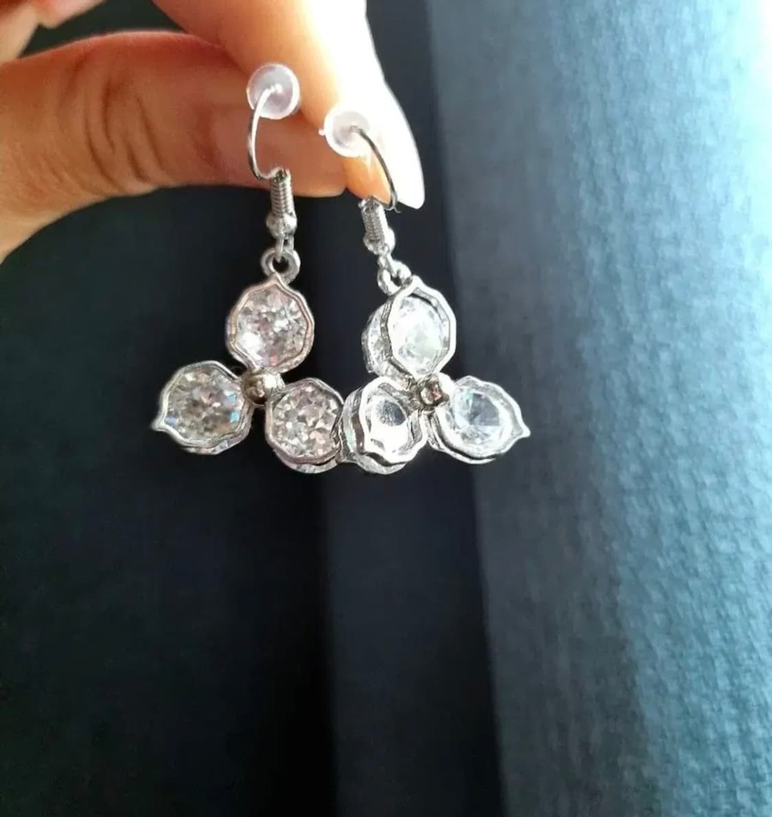 핸드메이드 )세잎클로버 크리스탈 귀걸이 상품이미지2