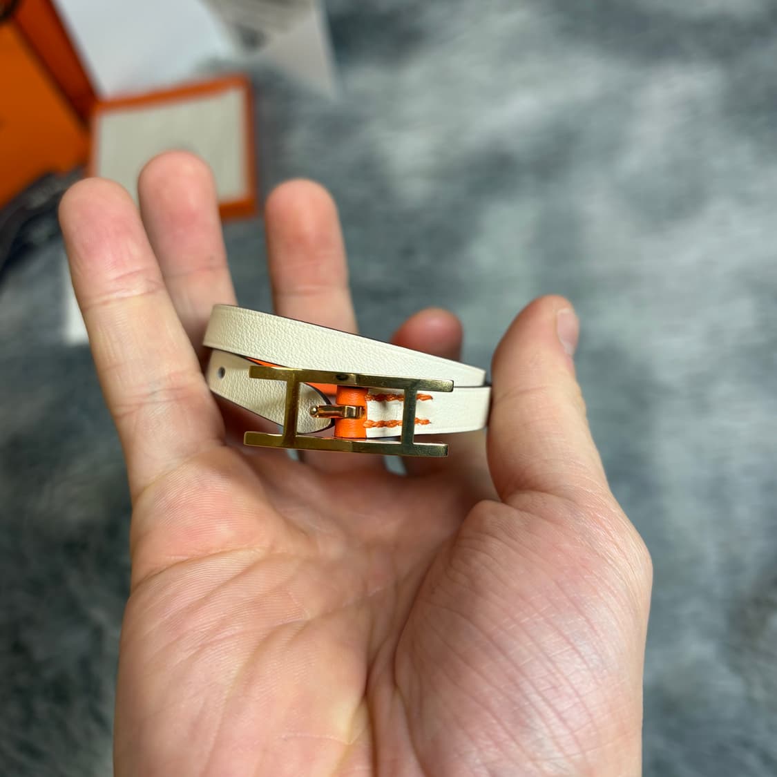 *새상품* 에르메스 비하피 더블투어 팔찌 화이트골드 상품이미지3