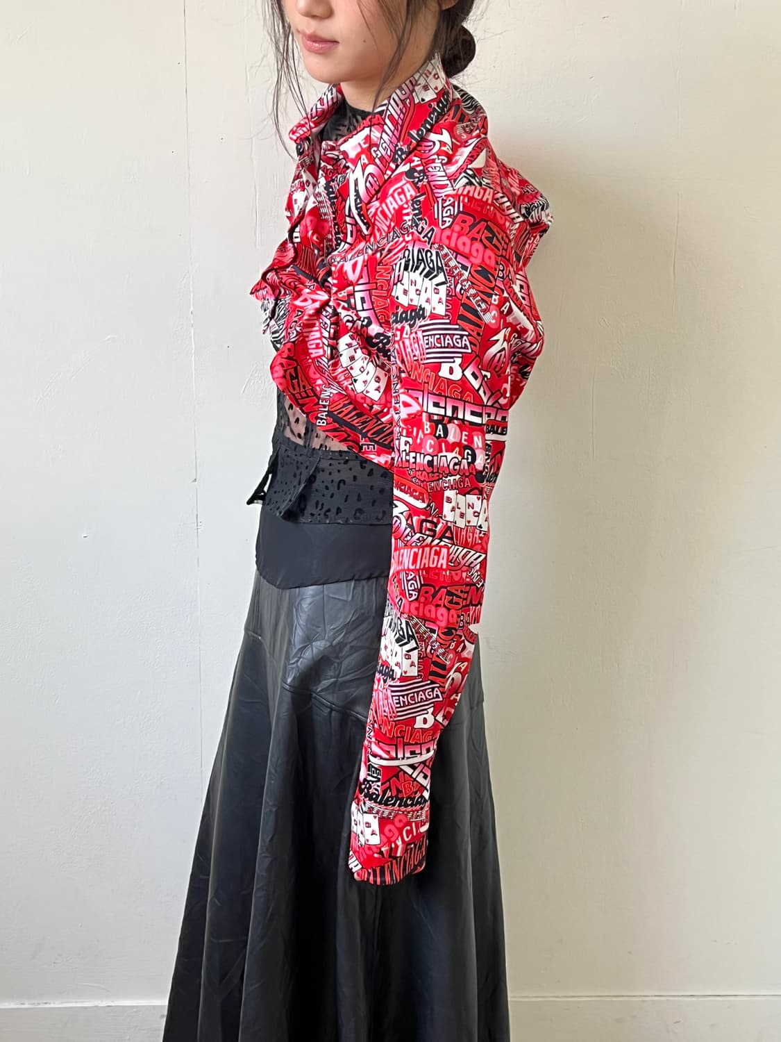 19ss 발렌시아가 울 오버 로고 프린트 셔츠 상품이미지7