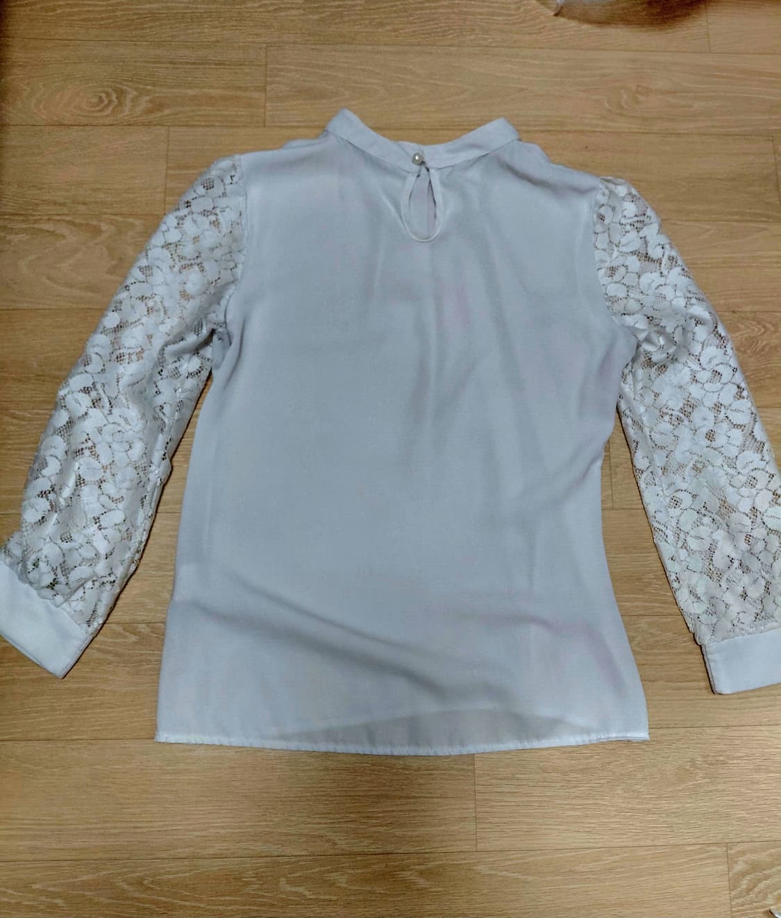 무자크muzak 레이스 소매 화이트 블라우스 상품이미지1