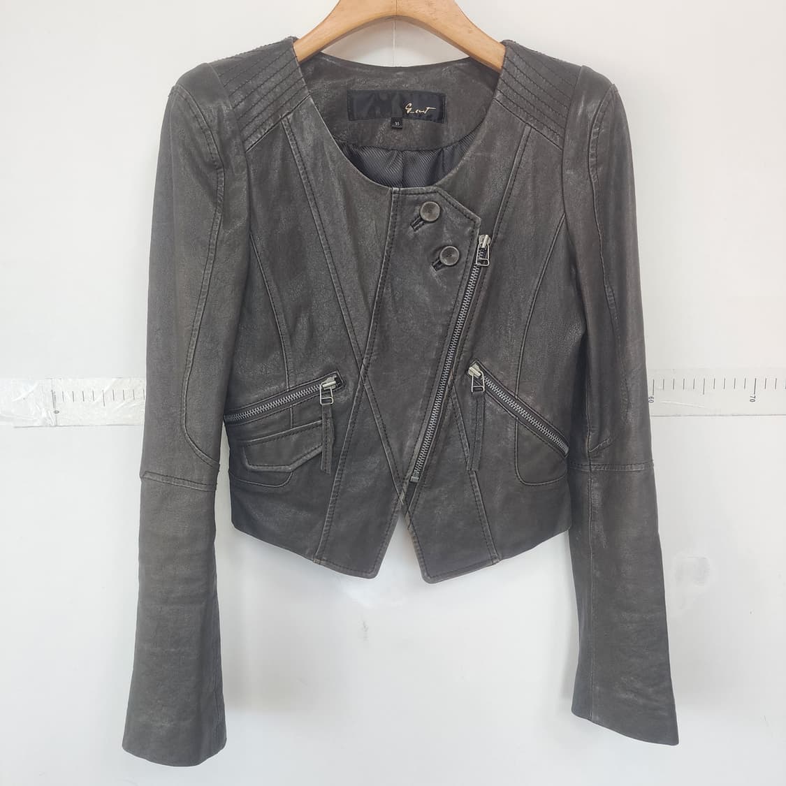 지컷 가죽 라이더 자켓 블랙 상품이미지1