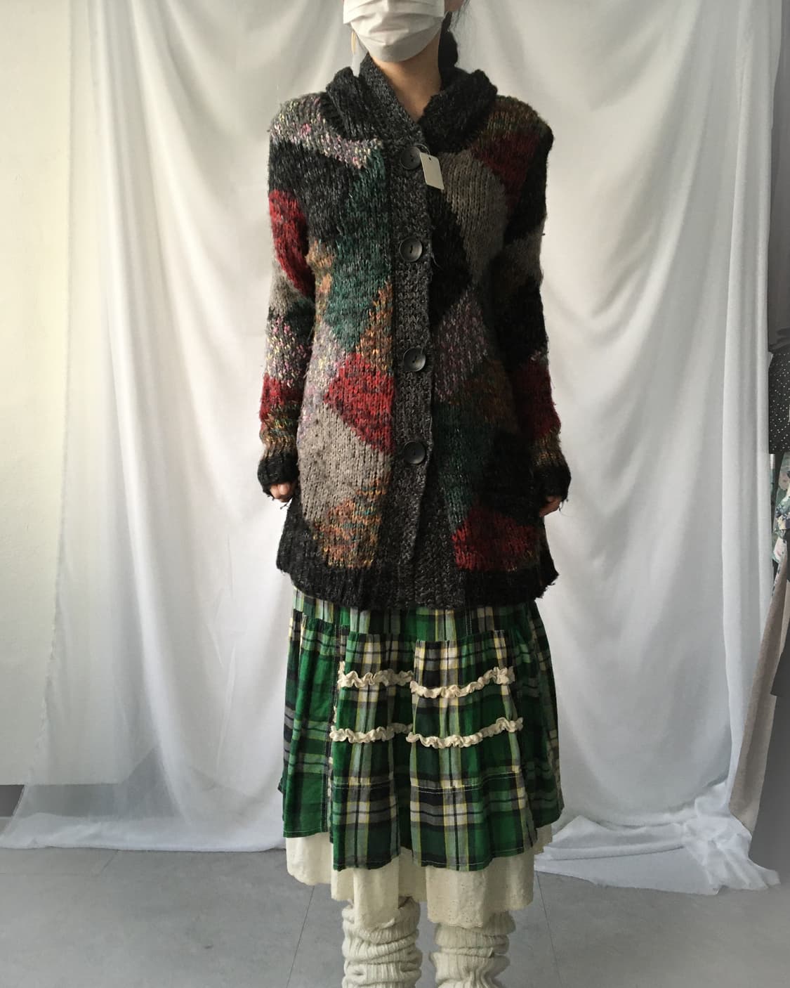 Color mixed hood knit cardigan 상품이미지7