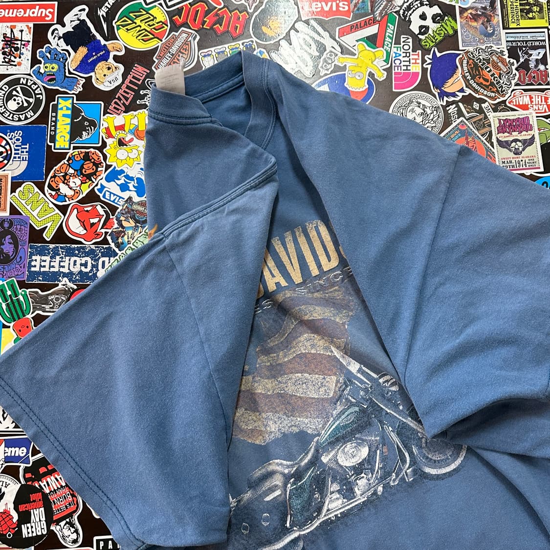 00s USA 할리데이비슨 이글 플레임 페이디드 티셔츠 XXL 상품이미지5