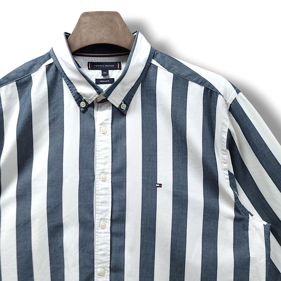 [2XL] 타미힐피거 블랙&화이트 스트라이프 레귤러핏 긴팔셔츠 상품이미지4