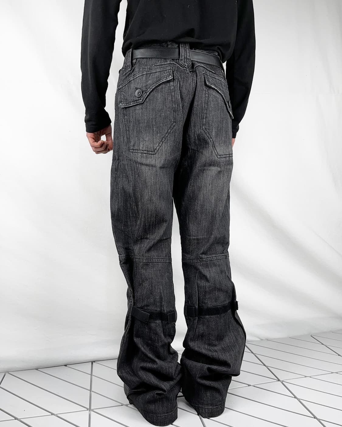 블랙 데님 바이커팬츠 상품이미지3