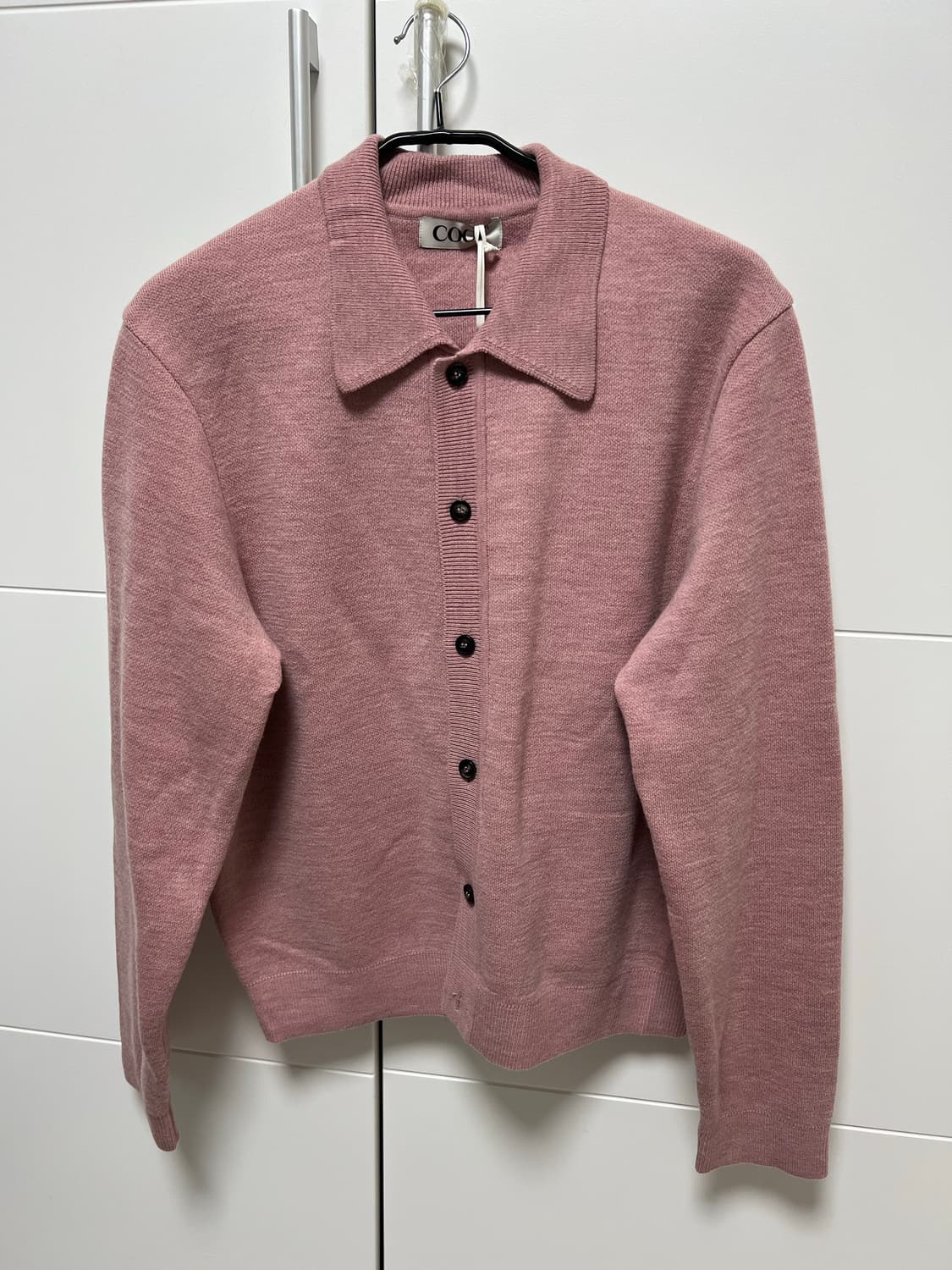 쿠어 탑필 울 칼라 가디건 핑크 M 새상품 상품이미지2