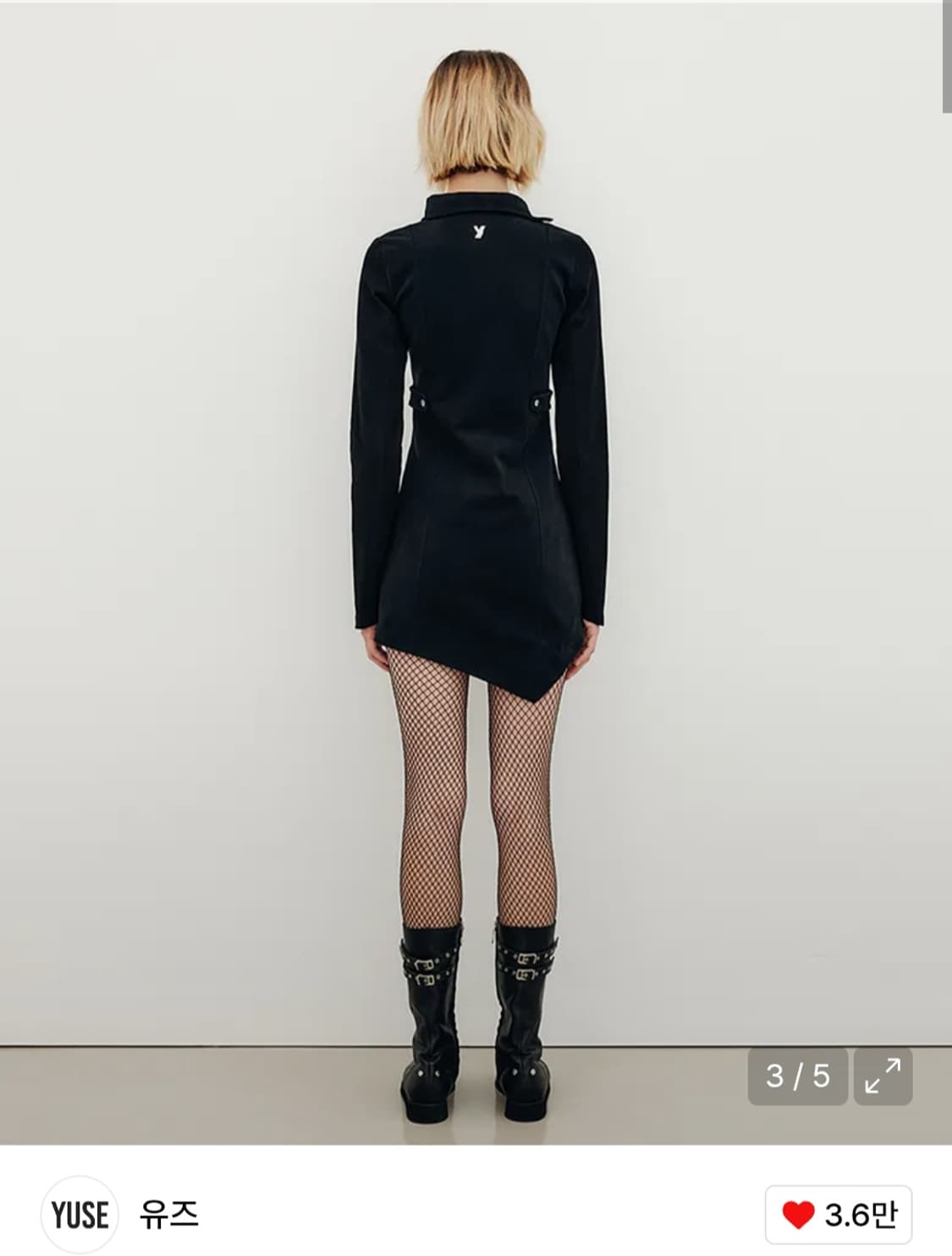 유즈 언발란스 집업 드레스 탑 블랙 상품이미지2