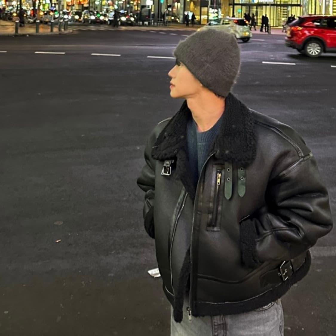 (새제품) 바이도 크롭 스웨이드 무스탕 브라운 상품이미지5