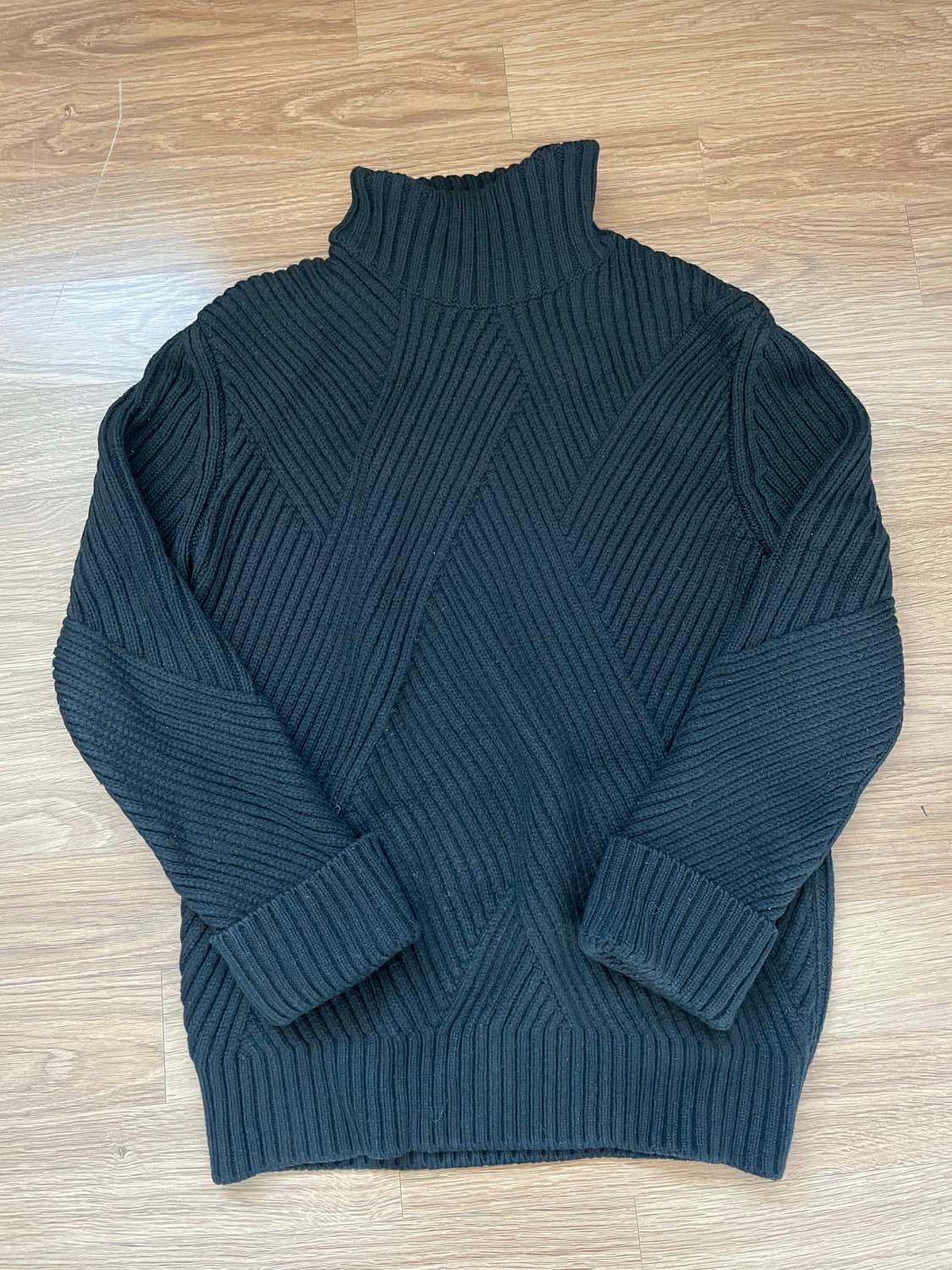 시스템옴므 블랙 빗살무늬 터틀넥 니트 스웨터 헤비 울 상품이미지1