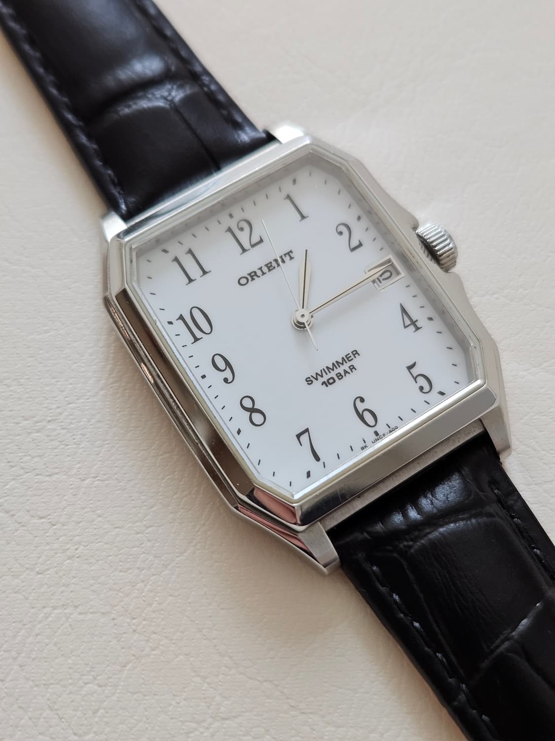 빈티지 오리엔트 스위머 흰판 가죽 시계 상품이미지1