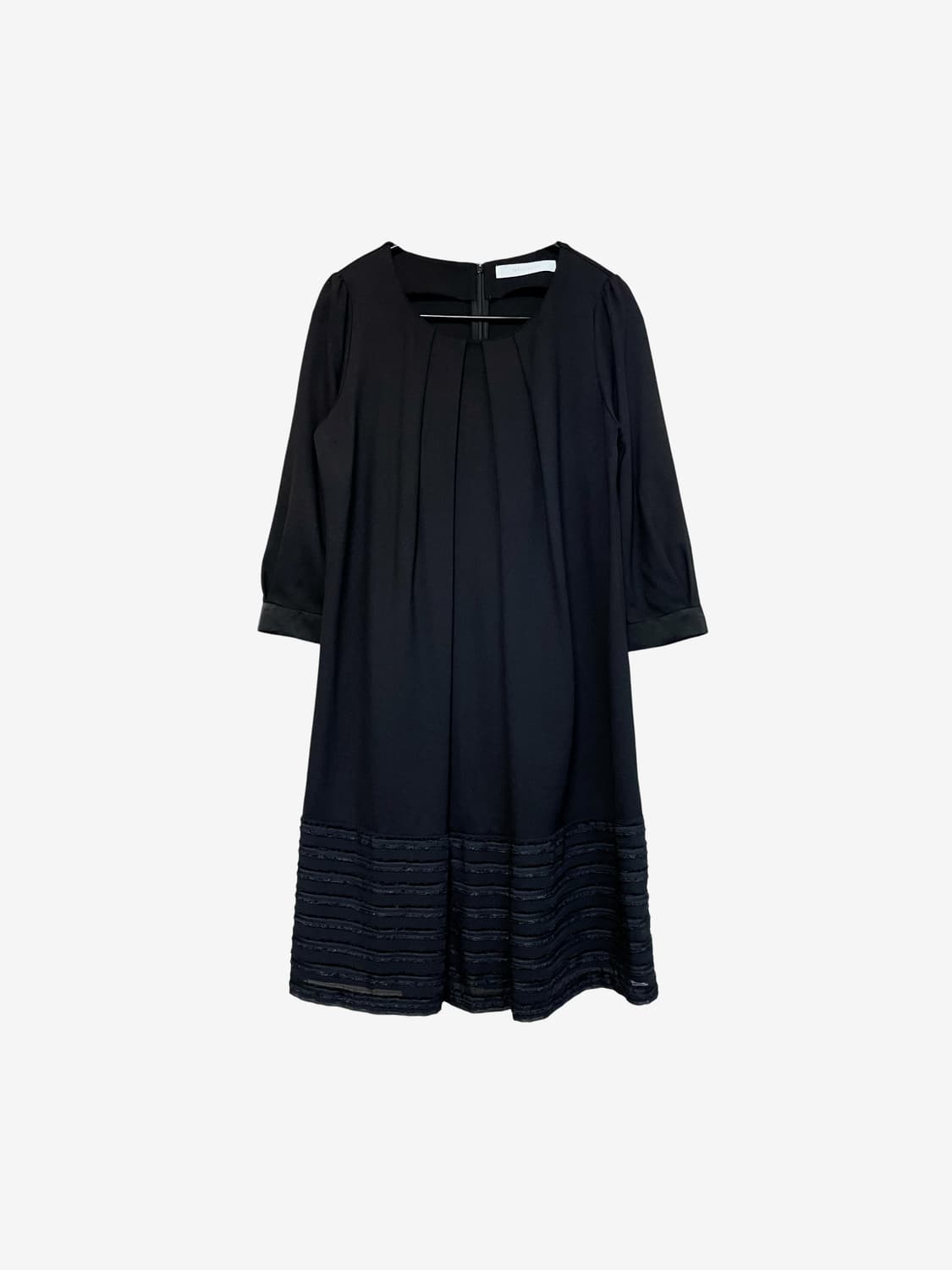 Shirring Neckline Midi Dress - Black 상품이미지5