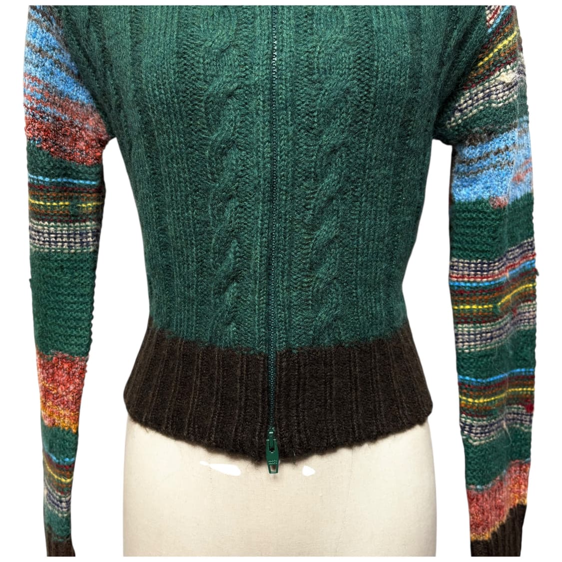 3669 그린 에스닉 패턴 크롭 꽈베기 니트집업 상품이미지3