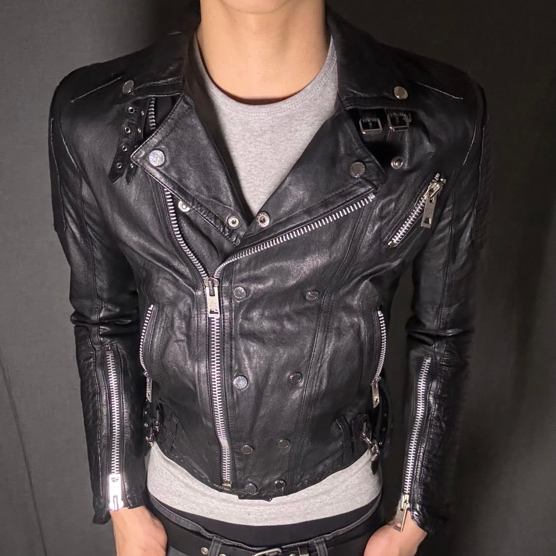 lamb skin slim fit rider jacket 상품이미지1